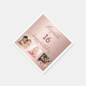 Serviette En Papier Sweet 16 rose or blush photo (Coin)