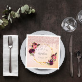 Serviette En Papier Sweet 16 rose or rose parties scintillant géométri