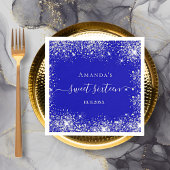 Serviette En Papier Sweet 16 royal bleu argent parties scintillant mon