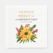 Serviette En Papier Sweet 16 Seize Anniversaire Fête Tournesol Pays (Devant)