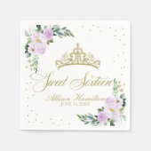 Serviette En Papier Sweet 16 serviettes Or Tiara Lavender Floral (Devant)