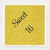 Serviette En Papier Sweet 16 Seteen Gold Parties scintillant fête d'an (Devant)