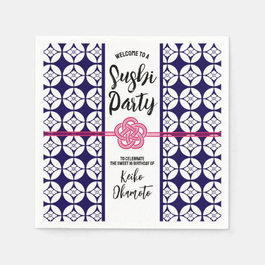 Serviette En Papier Sweet 16 Sushi party 花菱七宝紋 Hanabishi Shippo (Devant)