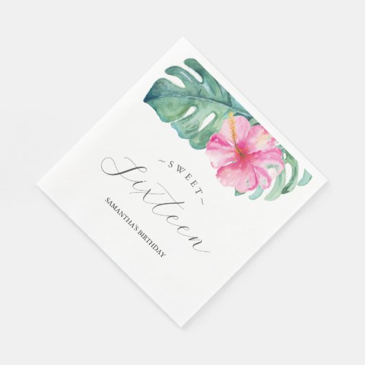 Serviette En Papier Sweet 16 Thème Tropical Anniversaire (Coin)