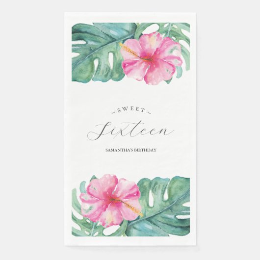 Serviette En Papier Sweet 16 Thème Tropical Anniversaire (Devant)