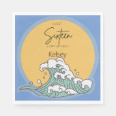 Serviette En Papier Sweet 16 Wave and Sun Monogram - Nom (Devant)