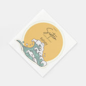 Serviette En Papier Sweet 16 Wave and Sun Monogram - Nom (Coin)