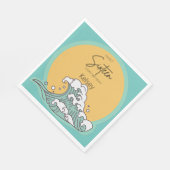 Serviette En Papier Sweet 16 Wave and Sun Monogram - Nom (Coin)