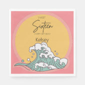 Serviette En Papier Sweet 16 Wave and Sun Monogram - Nom (Devant)