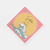 Serviette En Papier Sweet 16 Wave and Sun Monogram - Nom (Coin)