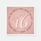 Serviette En Papier Sweet 16e fête d'anniversaire moderne Glam Girly r (Devant)
