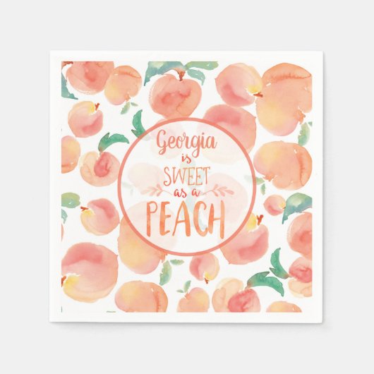Serviette En Papier Sweet as a Peach Birthday Party Napkins (Devant)