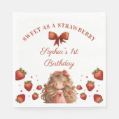 Serviette En Papier Sweet As Strawberry Girl Bonne fête d'anniversaire (Devant)