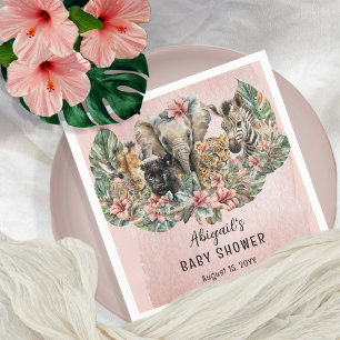 Serviette En Papier Sweet Baby Girl Animals Tropical Safari Shower