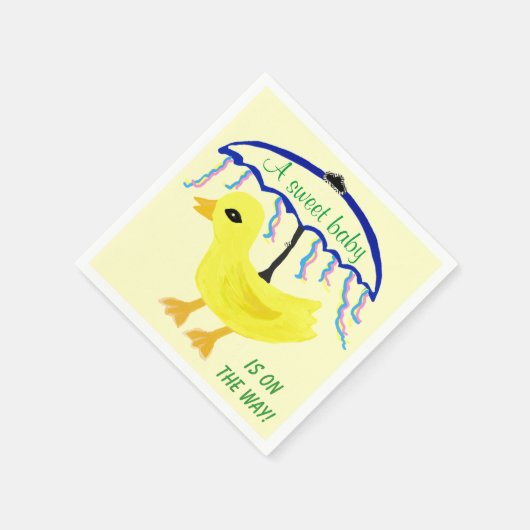 Serviette En Papier Sweet Baby Jaune Baby shower Ducky Parapluie (Coin)