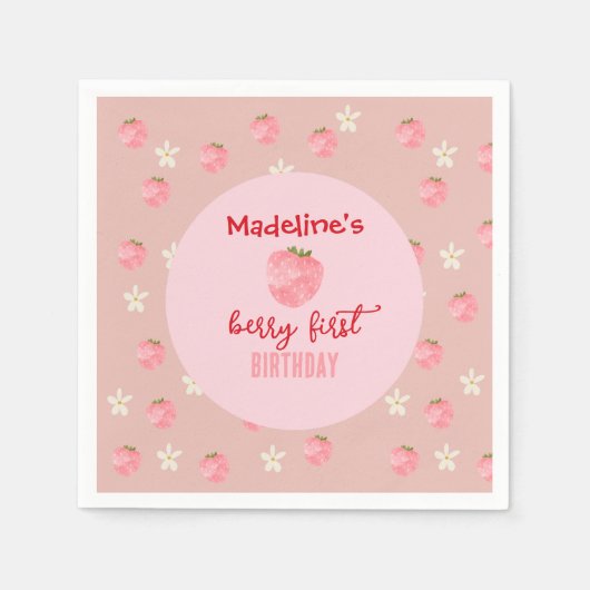 Serviette En Papier Sweet Berry Premier anniversaire (Devant)