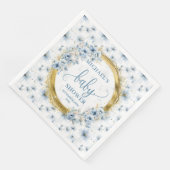 Serviette En Papier Sweet bleu pâle fleurs or garçon baby shower (Coin)