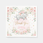 Serviette En Papier Sweet Blush Gold Roses Elephant Baby shower Faveur (Devant)