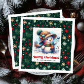 Serviette En Papier Sweet cartoon snowman with snowflakes kids napkins