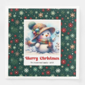 Serviette En Papier Sweet cartoon snowman with snowflakes kids napkins (Devant)