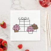Serviette En Papier Sweet Celebration Cupcake et boîte cadeau (En situation)