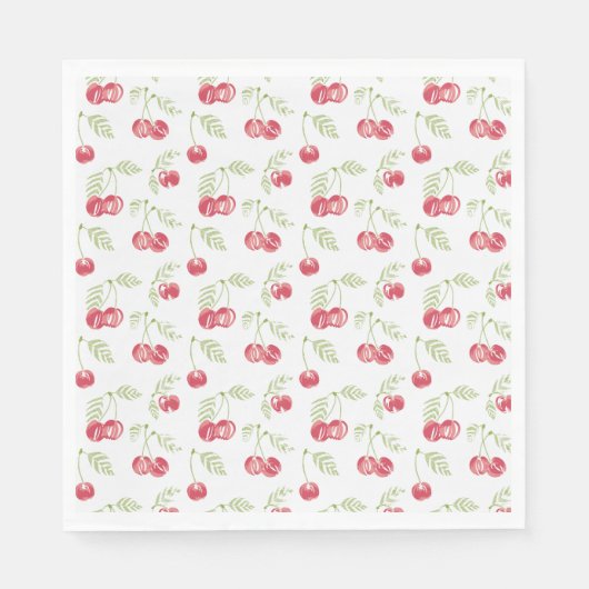 Serviette En Papier Sweet Cerises Rouge Vert (Devant)