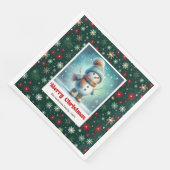 Serviette En Papier Sweet Christmas Snowman Napkins Personalized Kids  (Coin)