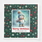 Serviette En Papier Sweet Christmas Snowman Napkins Personalized Kids  (Devant)