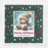 Serviette En Papier Sweet Christmas snowman watercolor kids napkins (Devant)