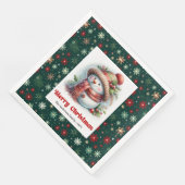 Serviette En Papier Sweet Christmas snowman with snowflakes kids  (Coin)