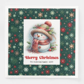 Serviette En Papier Sweet Christmas snowman with snowflakes kids  (Devant)