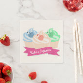 Serviette En Papier Sweet Cupcake Trio Personnalisé rose (En situation)
