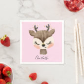 Serviette En Papier Sweet Cute & Girly Pastel Blush Rose Bébé Reindeer (En situation)