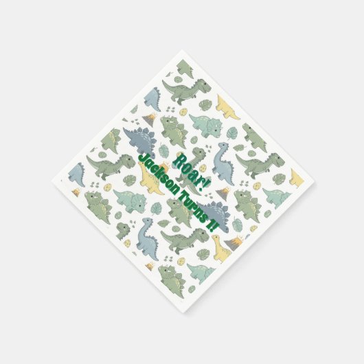 Serviette En Papier Sweet Dino Pattern 1st Birthday Paper Napkins (Coin)