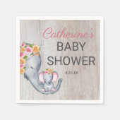 Serviette En Papier Sweet Elephant Floral Girl Baby shower rustique (Devant)