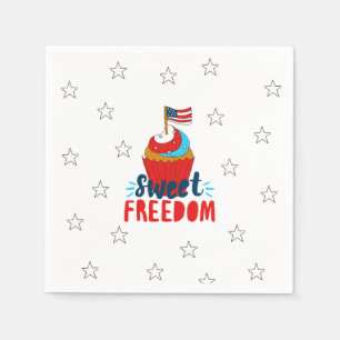 Serviette En Papier Sweet Freedom Cupcake 4 juillet Art 4 juillet