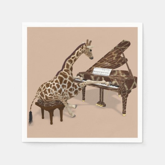 Serviette En Papier Sweet Giraffe Aime Jouer Piano (Devant)