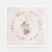 Serviette En Papier Sweet Girl Botanical Boho Elephant Baby shower (Devant)