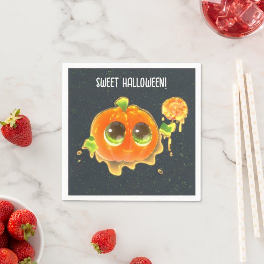 Serviette En Papier Sweet Halloween Party Paper Napkin with Pumpkin  (En situation)