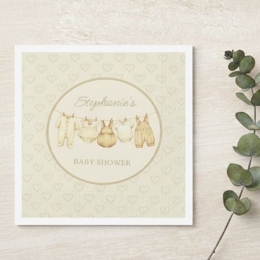 Serviette En Papier Sweet Heart Pattern Baby Shower