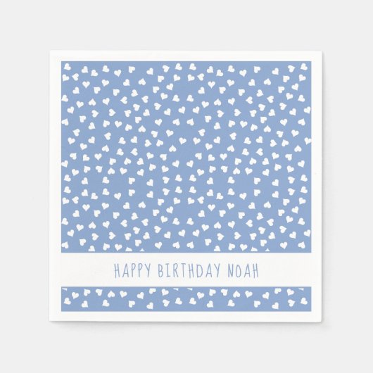 Serviette En Papier Sweet Hearts Personnalisé Bleu fête d'anniversaire (Devant)
