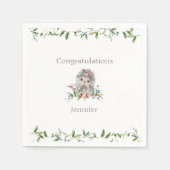 Serviette En Papier Sweet Hérisson Aquarelle Baby shower Floral (Devant)