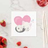 Serviette En Papier Sweet Kitty Chat Dormir avec un grand coeur en arr (En situation)