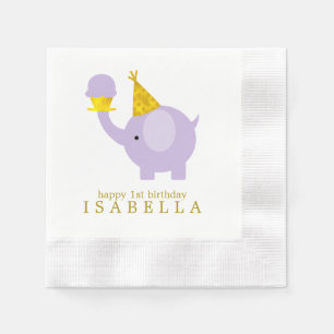 Serviette En Papier Sweet Lavender Elephant fête d'anniversaire