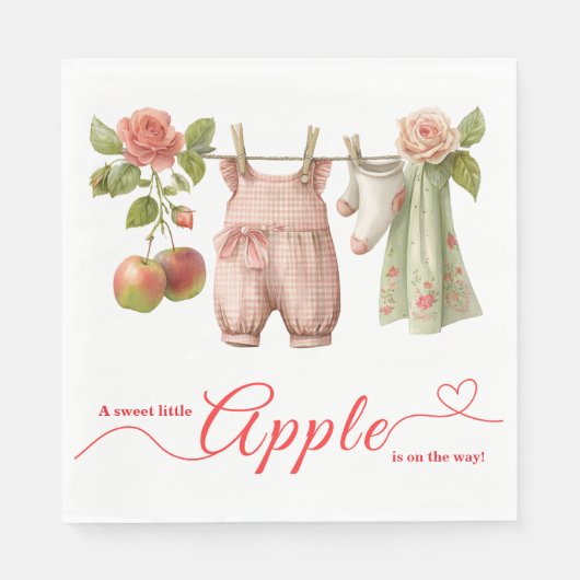 Serviette En Papier Sweet Little Apple Baby Shower | Fall Rustic Baby (Devant)