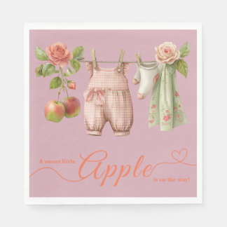 Serviette En Papier Sweet Little Apple Baby Shower | Fall Rustic Baby 