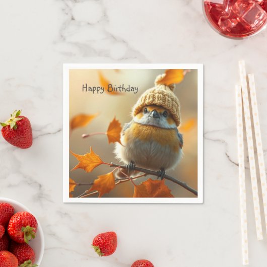 Serviette En Papier Sweet Little Bird Anniversaire (En situation)