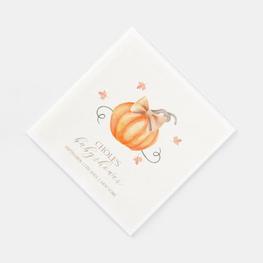 Serviette En Papier Sweet Little Citrouille Bow Baby shower d'automne (Coin)