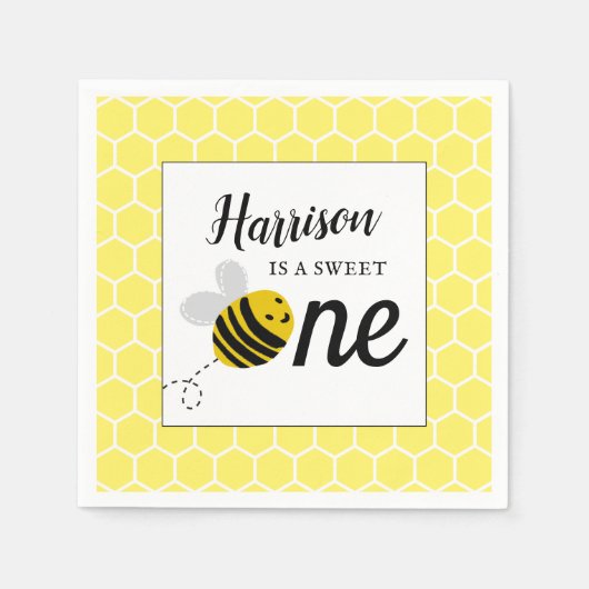 Serviette En Papier Sweet Little Honey Bee 1ère fête d'anniversaire (Devant)