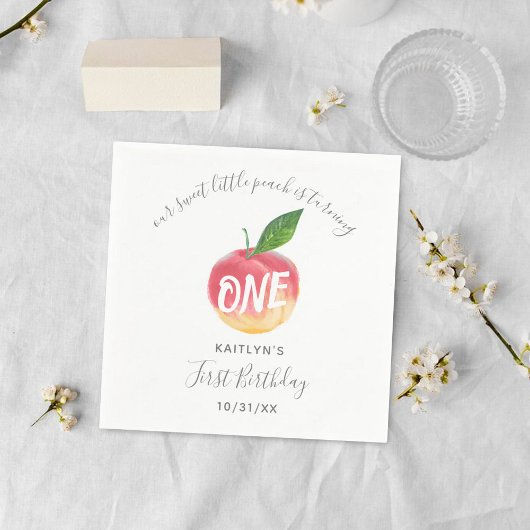 Serviette En Papier Sweet Little Peach 1er anniversaire
